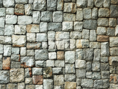 规则矩形形态干垒石，毛石墙面40