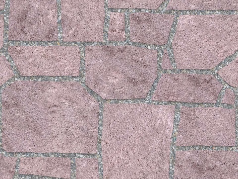 红色砂岩石材铺地-多边形石材铺地-石材嵌鹅卵石铺地11