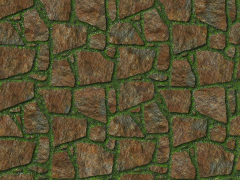  红色砂岩多边形石材嵌草铺地028 