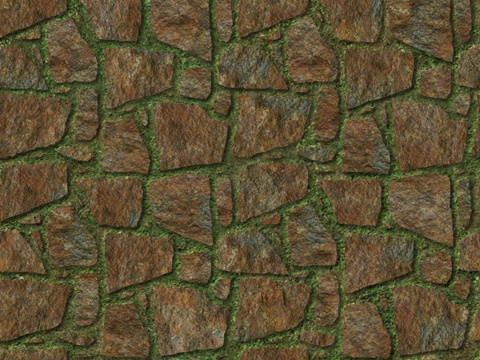  红色砂岩多边形石材嵌草铺地027 