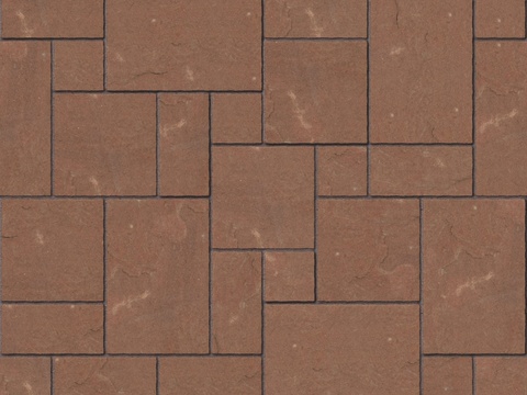  暗红色红色砂岩石板-大小错拼错缝4 