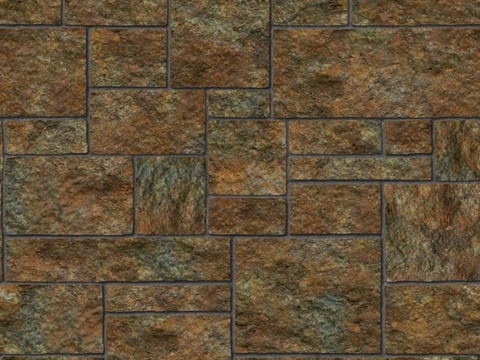  暗红色红色砂岩石板-大小错拼错缝25 