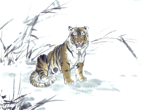  中式新中式挂画壁画水墨字画山水花鸟背景墙壁纸装饰画抽象画油画 