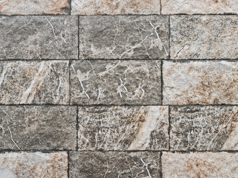  规则矩形形态干垒石，毛石墙面87 