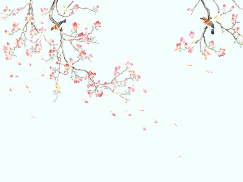  中式新中式挂画壁画水墨字画山水花鸟背景墙壁纸装饰画抽象画油画 