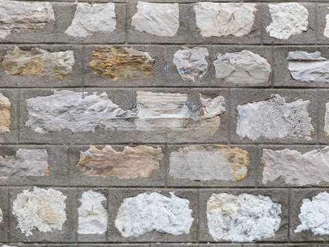  规则矩形形态干垒石，毛石墙面15 