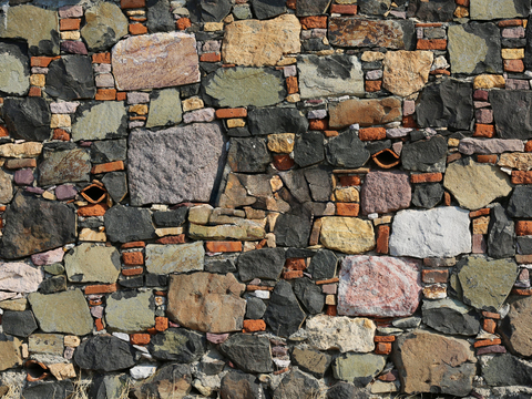  不规则多边形干垒石，自然毛石肌理50 