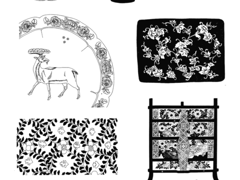  黑白遮罩通道黑白凹凸高光遮罩线条花纹纹理水泥做旧脏旧墙面 