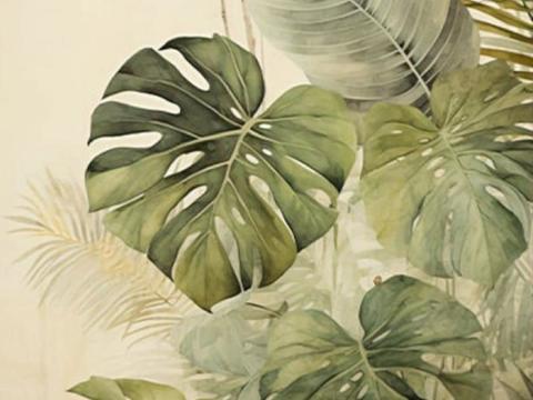 热带雨林植物壁纸 植物印花壁纸