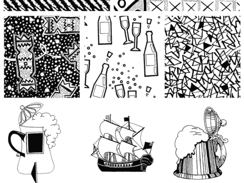  黑白遮罩通道黑白凹凸高光遮罩线条花纹纹理水泥做旧脏旧墙面 