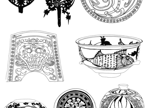  黑白遮罩通道黑白凹凸高光遮罩线条花纹纹理水泥做旧脏旧墙面 