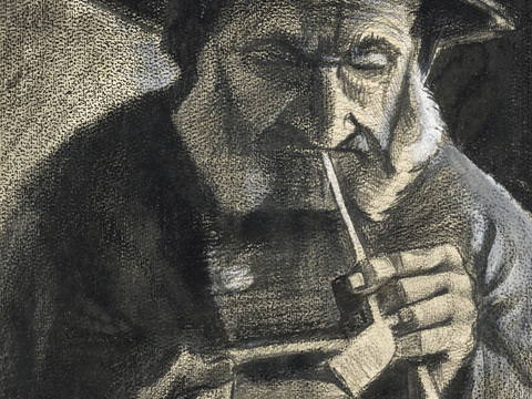  梵高后印象派素描绘画作品，现代世界经典名画520 梵高 Fi 