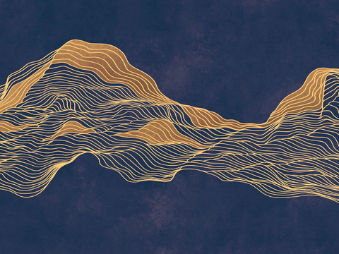  新中式壁纸壁画壁布墙纸墙布云海山水字画花鸟仙鹤荷花花鸟建筑背 