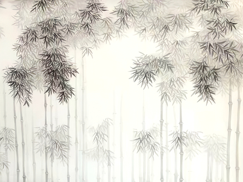  新中式壁纸壁画壁布墙纸墙布云海山水字画花鸟仙鹤荷花花鸟建筑背 