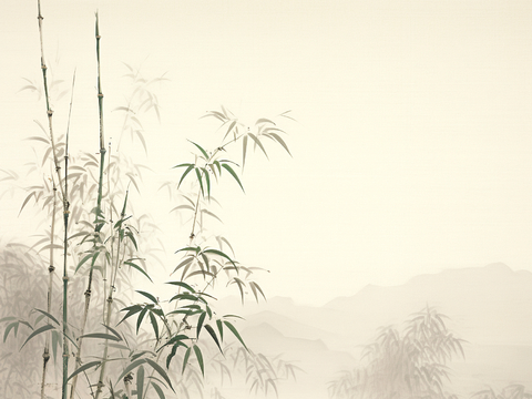  新中式壁纸壁画壁布墙纸墙布云海山水字画花鸟仙鹤荷花花鸟建筑背 