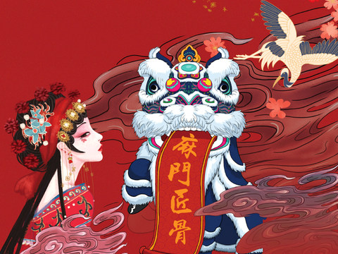  新中式壁纸壁画壁布墙纸墙布云海山水字画花鸟仙鹤荷花花鸟建筑背 