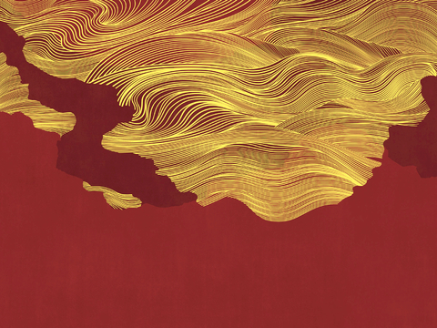  新中式壁纸壁画壁布墙纸墙布云海山水字画花鸟仙鹤荷花花鸟建筑背 