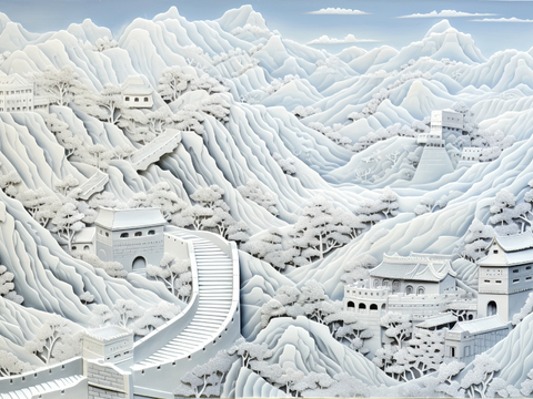  新中式壁纸壁画壁布墙纸墙布云海山水字画花鸟仙鹤荷花花鸟建筑背 