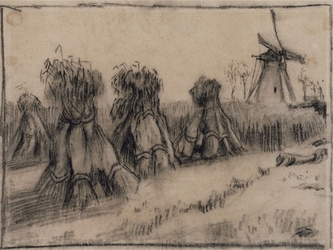 梵高后印象派素描绘画作品，现代世界经典名画621 梵高 Wh