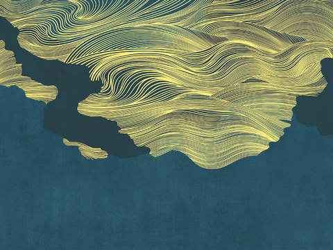  新中式壁纸壁画壁布墙纸墙布云海山水字画花鸟仙鹤荷花花鸟建筑背 