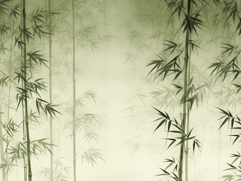  新中式壁纸壁画壁布墙纸墙布云海山水字画花鸟仙鹤荷花花鸟建筑背 