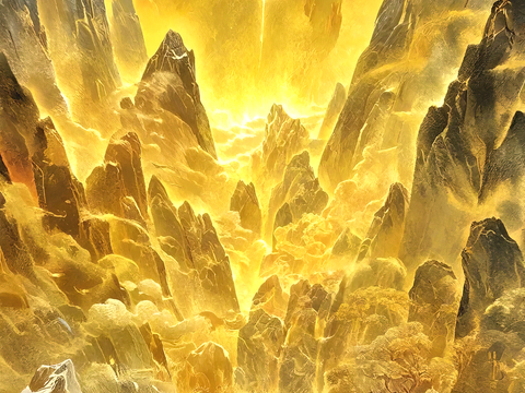  新中式壁纸壁画壁布墙纸墙布云海山水字画花鸟仙鹤荷花花鸟建筑背 