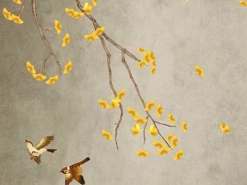  新中式壁纸壁画壁布墙纸墙布云海山水字画花鸟仙鹤荷花花鸟建筑背 