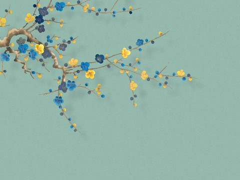  新中式壁纸壁画壁布墙纸墙布云海山水字画花鸟仙鹤荷花花鸟建筑背 