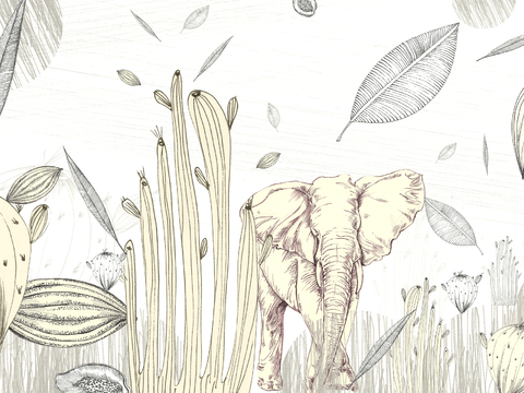  新中式壁纸壁画壁布墙纸墙布云海山水字画花鸟仙鹤荷花花鸟建筑背 