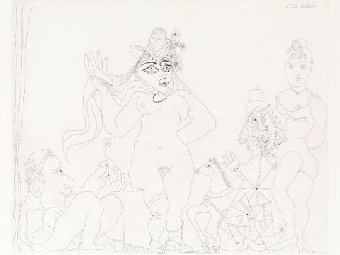  毕加索立体主义绘画作品，现代抽象画，世界经典名画，抽象素描画 