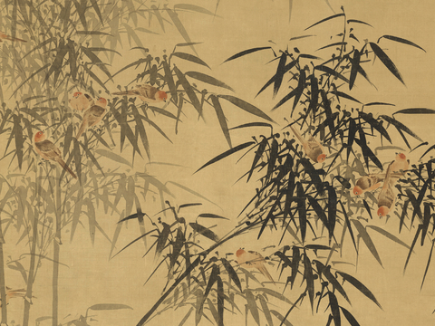  新中式壁纸壁画壁布墙纸墙布云海山水字画花鸟仙鹤荷花花鸟建筑背 