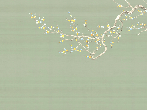  新中式壁纸壁画壁布墙纸墙布云海山水字画花鸟仙鹤荷花花鸟建筑背 