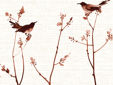  新中式壁纸壁画壁布墙纸墙布云海山水字画花鸟仙鹤荷花花鸟建筑背 