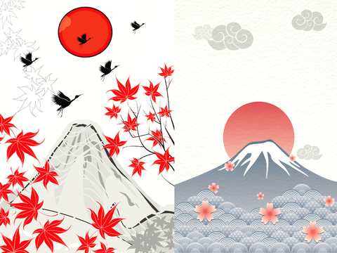  新中式壁纸壁画壁布墙纸墙布云海山水字画花鸟仙鹤荷花花鸟建筑背 