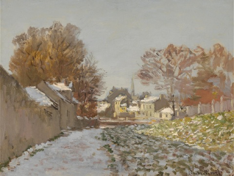 莫奈印象派绘画作品，世界经典名画85阿尔让特依的雪 美国纳尔