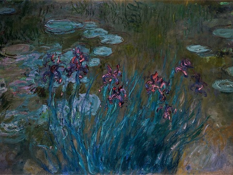  莫奈印象派绘画作品，世界经典名画422 Irises and 