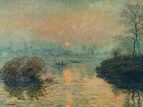 莫奈印象派绘画作品，世界经典名画242Sunset on t