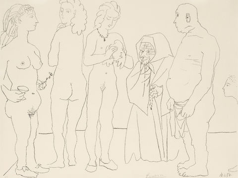  毕加索立体主义绘画作品，现代抽象画，世界经典名画，抽象素描画 