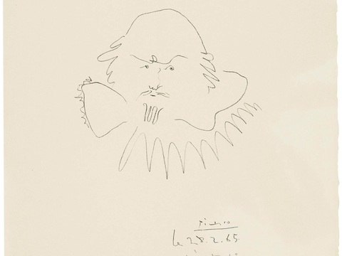  毕加索立体主义绘画作品，现代抽象画，世界经典名画，抽象素描画 