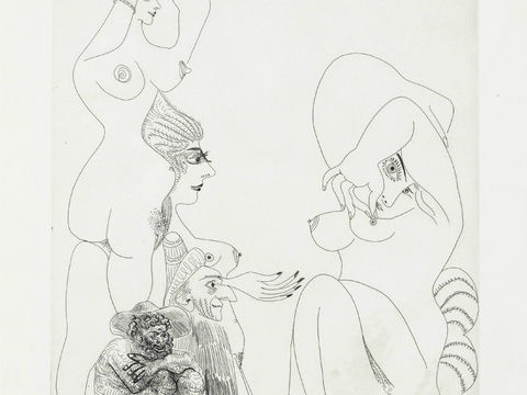  毕加索立体主义绘画作品，现代抽象画，世界经典名画，抽象素描画 