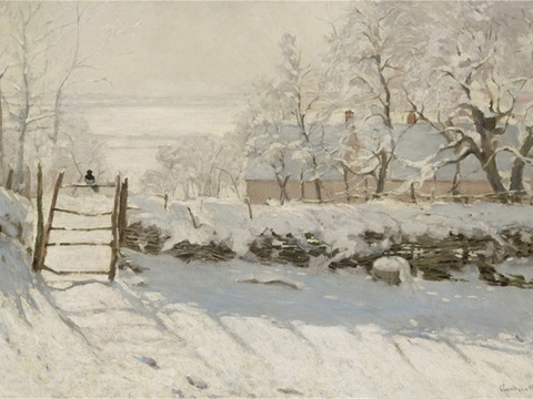  莫奈印象派绘画作品，世界经典名画89The Magpie, 