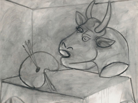  毕加索立体主义绘画作品，现代抽象画，世界经典名画，抽象素描画 