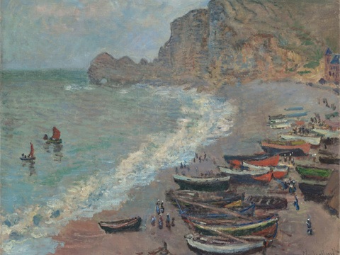 莫奈印象派绘画作品，世界经典名画272Beach at ét
