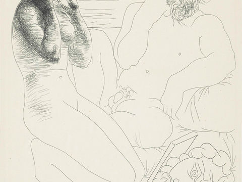  毕加索立体主义绘画作品，现代抽象画，世界经典名画，抽象素描画 