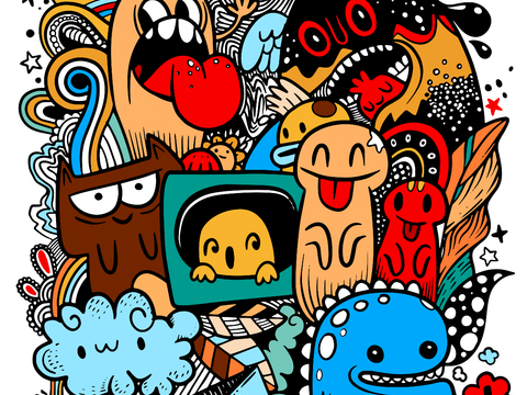  创意可爱卡通涂鸦插画108 