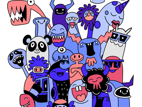 创意可爱卡通涂鸦插画122