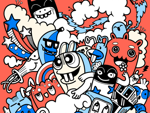  创意可爱卡通涂鸦插画186 