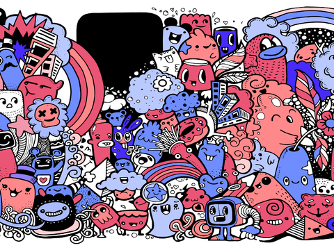  创意可爱卡通涂鸦插画176 