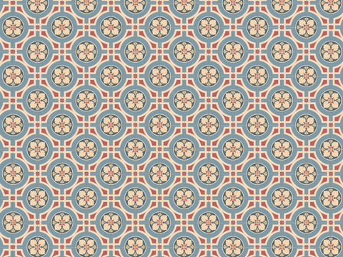  复古几何图案花砖瓷砖，中古奶油仿古砖艺术砖408 