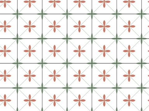  复古几何图案花砖瓷砖，中古奶油仿古砖艺术砖237 